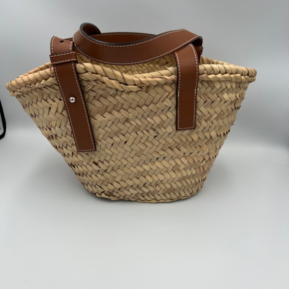 LOEWE Raffia Small Basket Tote Bag Natural Orange - Picture 3 of 7